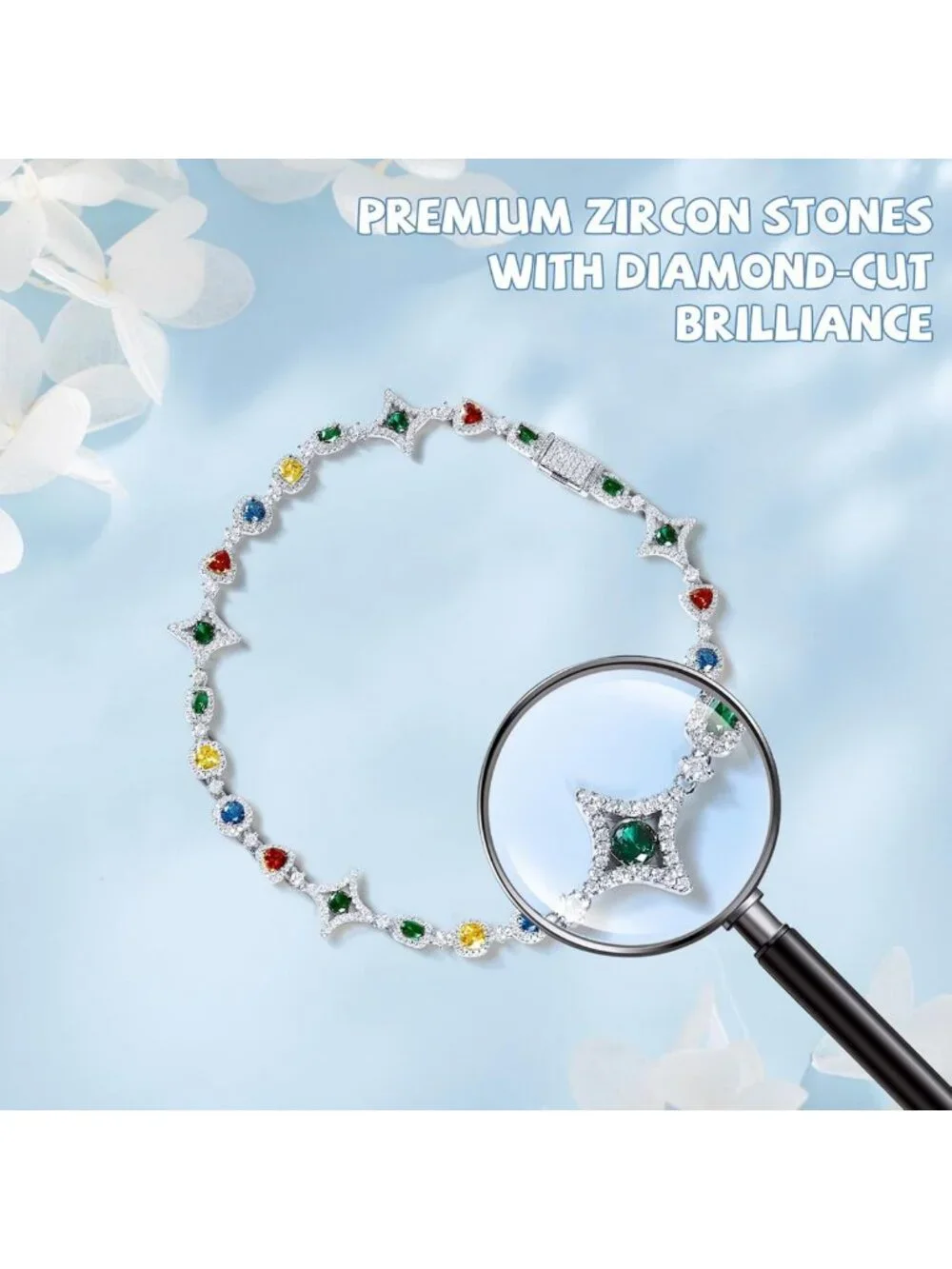 Colorful Hip-Hop Alloy Zirconia Necklace, Unisex Urban Statement Jewelry, Bold